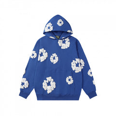 High quality cross-border European and American foam cotton hooded sweatshirt, high street hip-hop loose loop hoodie, heavyweight sweatshirt for men and women