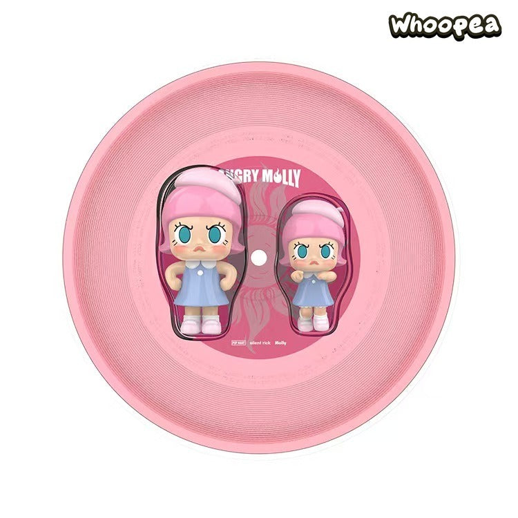 POP MART MOLLY 20th Anniversary Angry Molly Single Record Set "Re"  Series Figure Hanging Card