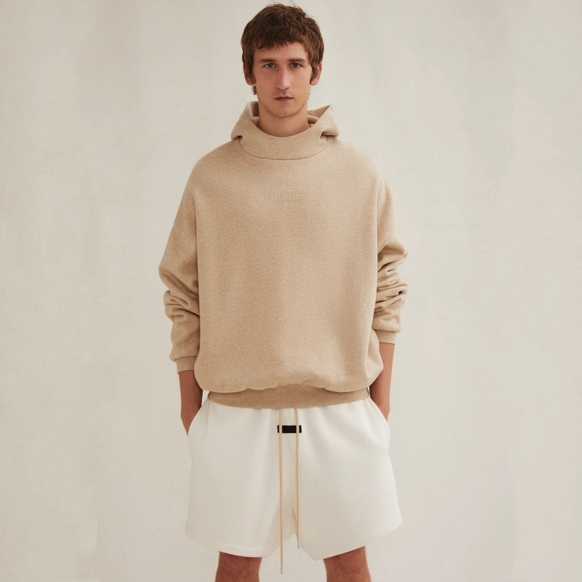 FOG Double Line ESSENTIALS HHH Trendy Brand Letter New American Heavy duty Velvet Hoodie for Autumn and Winter Men