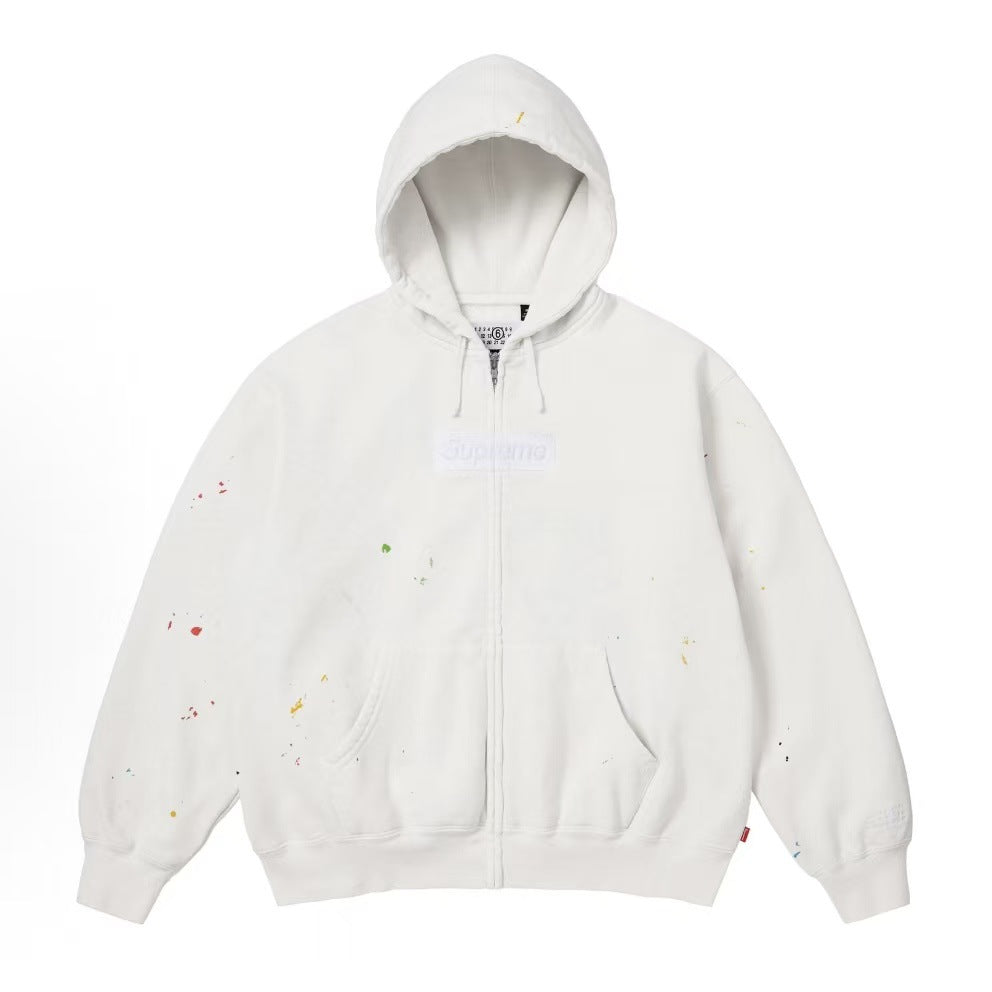 Sup/MM6 Box BOGO Logo Zip Up Margiel Inkjet Zipper Hoodie Sweatshirt