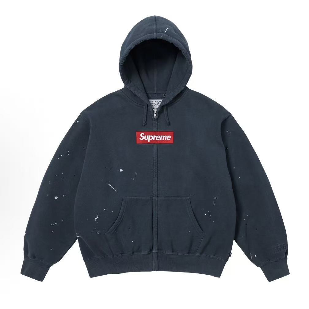 Sup/MM6 Box BOGO Logo Zip Up Margiel Inkjet Zipper Hoodie Sweatshirt