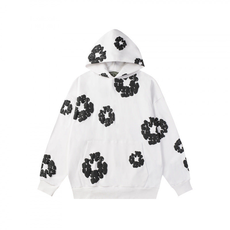 High quality cross-border European and American foam cotton hooded sweatshirt, high street hip-hop loose loop hoodie, heavyweight sweatshirt for men and women