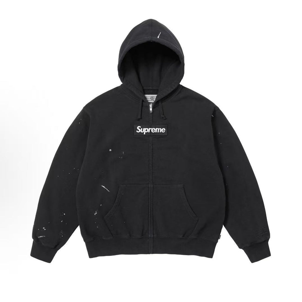 Sup/MM6 Box BOGO Logo Zip Up Margiel Inkjet Zipper Hoodie Sweatshirt