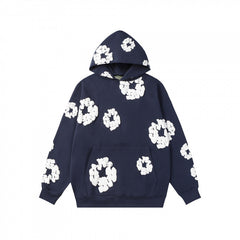High quality cross-border European and American foam cotton hooded sweatshirt, high street hip-hop loose loop hoodie, heavyweight sweatshirt for men and women