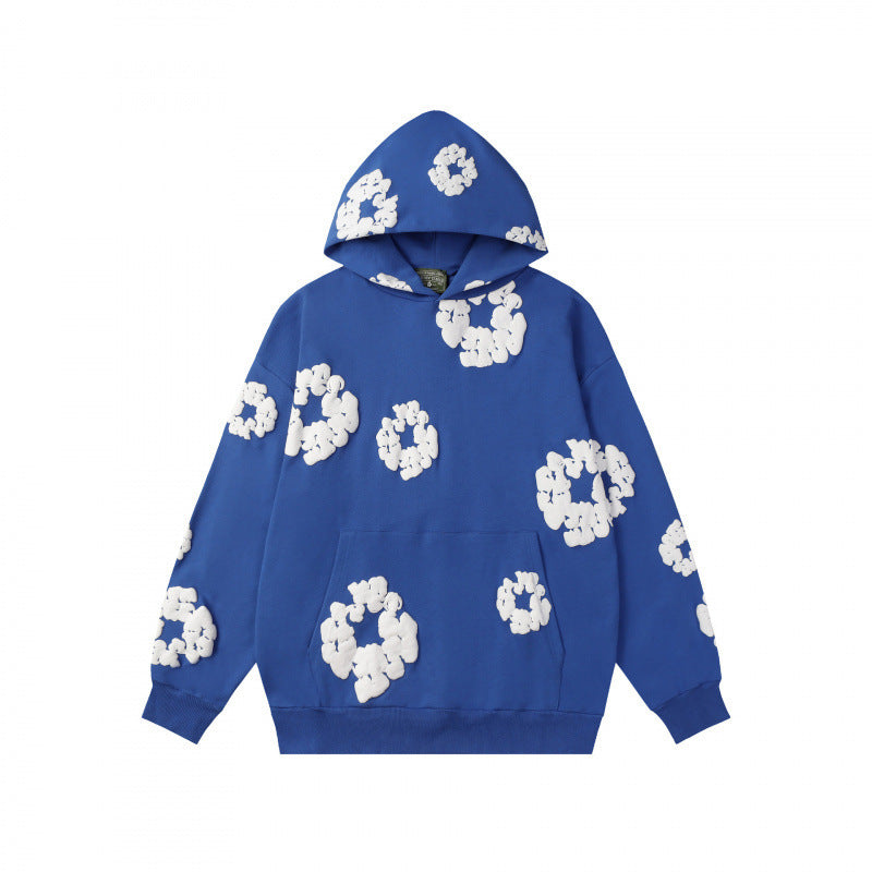 High quality cross-border European and American foam cotton hooded sweatshirt, high street hip-hop loose loop hoodie, heavyweight sweatshirt for men and women