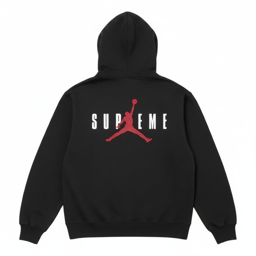 Version Sup drawstring and fleece hooded sweatshirt for men, black in stock, with hang tag wholesale